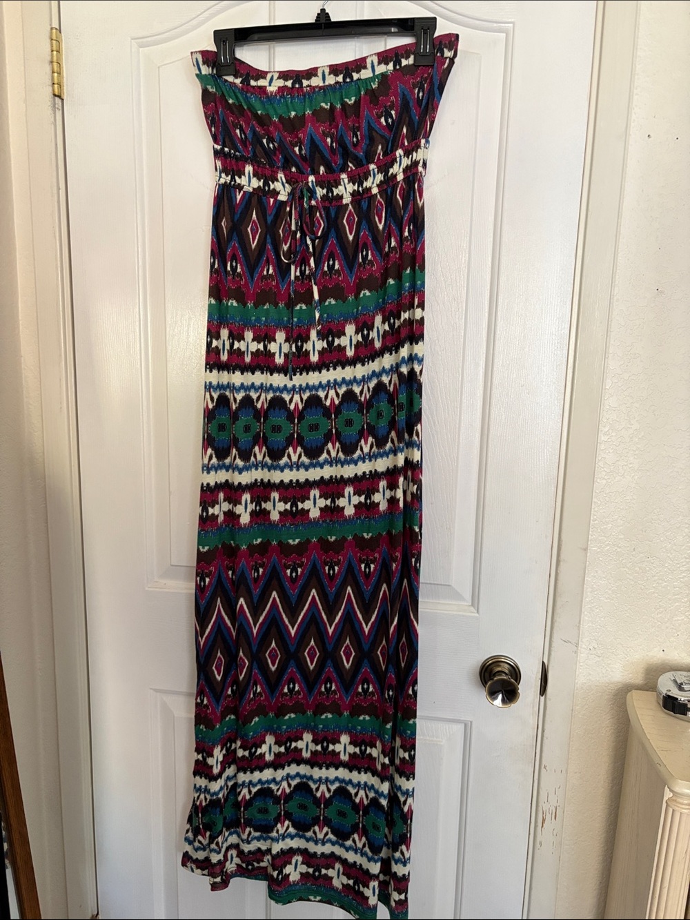 Boho Strapless Maxi Dress in Multi-Color
